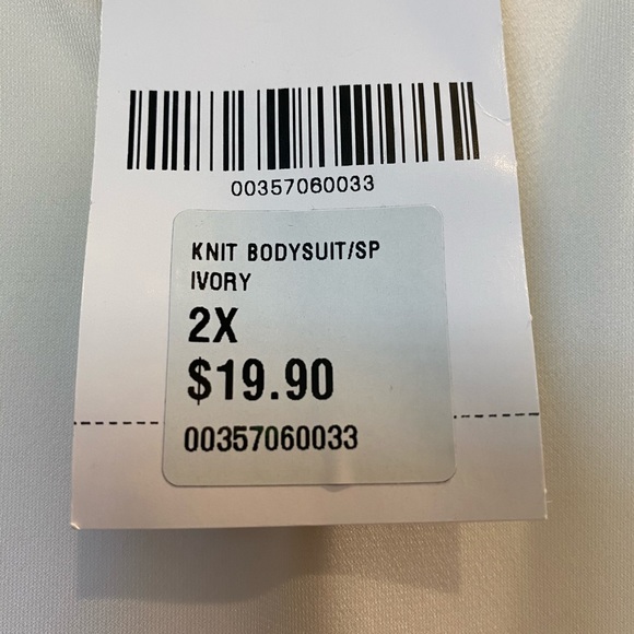 ❇️8 for $10❇️  Forever 21 Knit Bodysuit/SP,sz 2X, Ivory,NWT - Picture 7 of 7